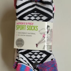 Womens (2) 6 Pak no-show athletic socks (12 pairs)